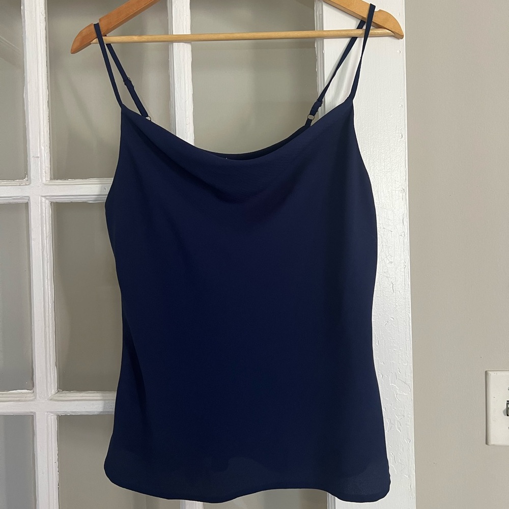 Blue Drop Neck Sleeveless Blouse